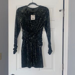 Green snakeskin pattern velour dress